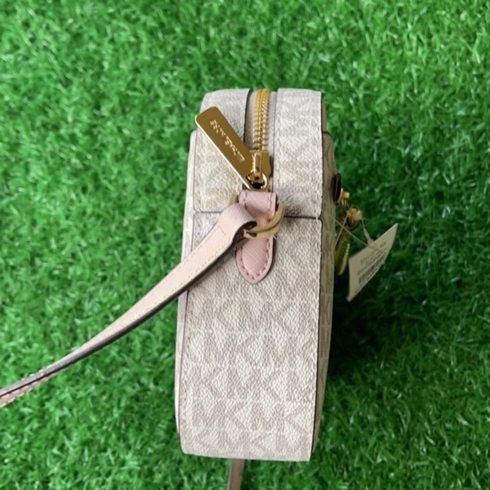 Michael Kors Jet Set Item Large East West Zip Chain Crossbody Powder Blush Multi - Picture 15 of 16